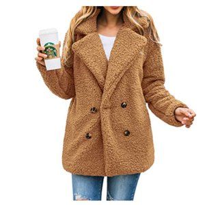Women's Fashion Long Sleeve Lapel Zip Up Faux Coat